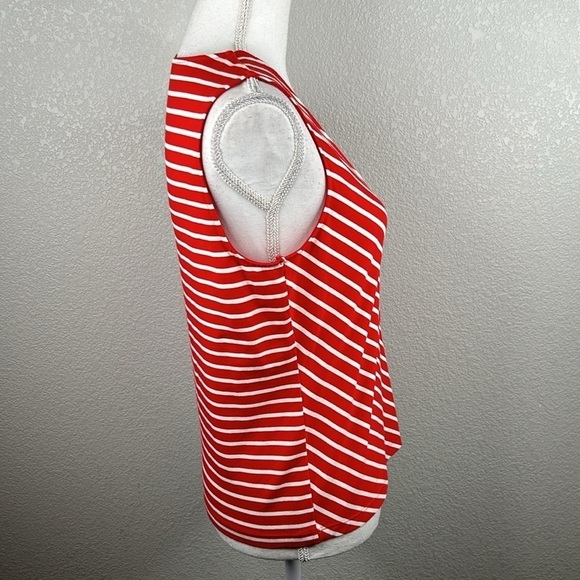 Chaps Red & White Striped V-Neck Tank Top Size Medium - Picture 3 of 5